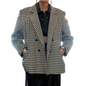 Vintage Saville II Wool Houndstooth Blazer Oversized Size 40 Medium Fit